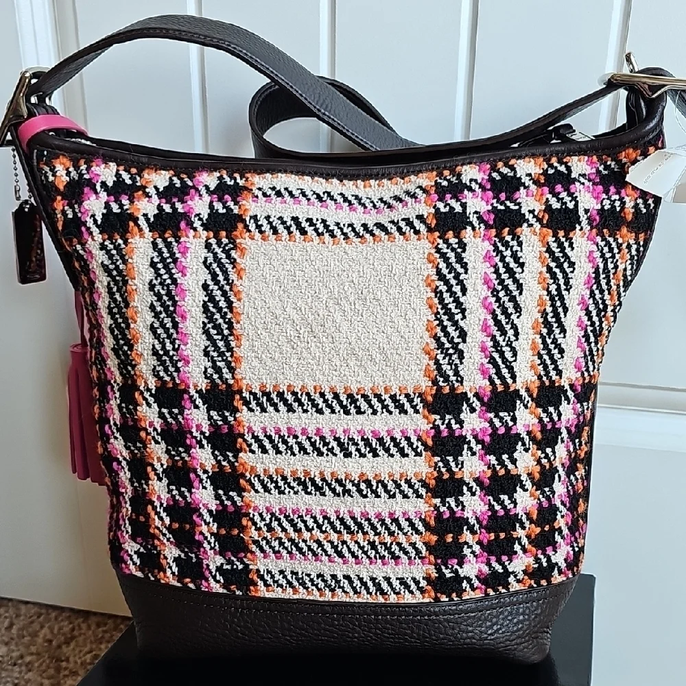 Coach 2012 NWT Tattersall Wool Leather Shoulder Bag